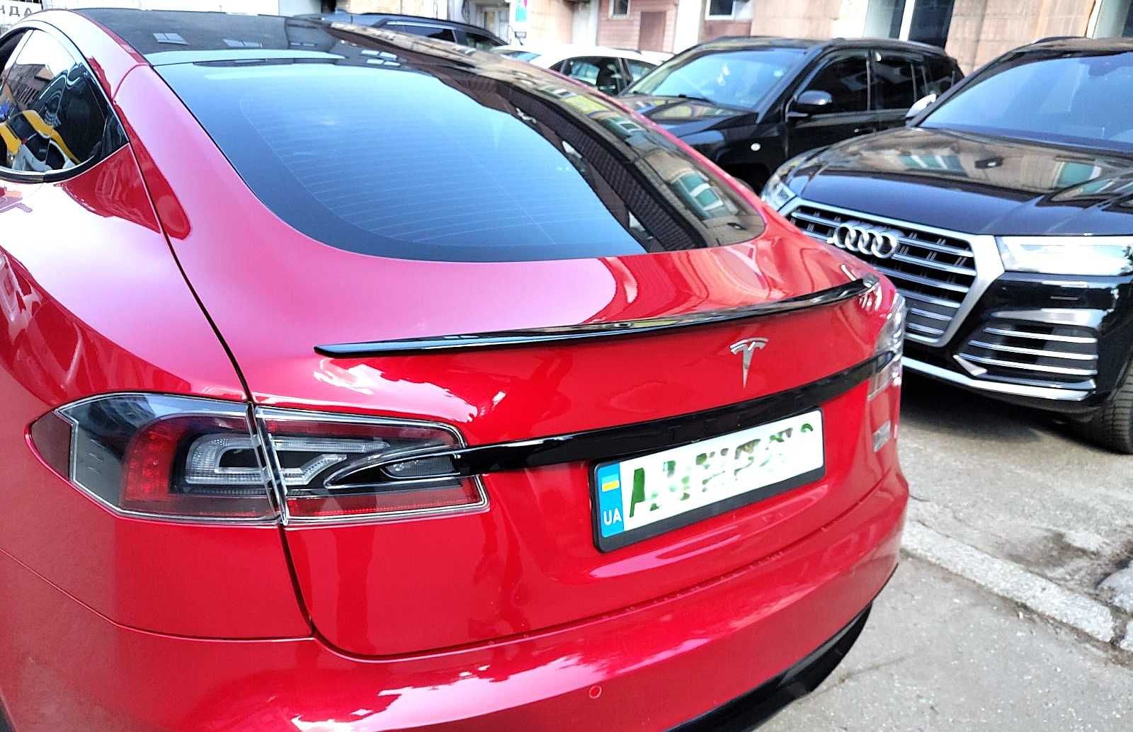 Спойлер чорний глянець та матовий тонкий Tesla Model S / ABS пластик
