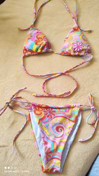 Strój kąpielowy dwuczęściowy bikini wycięty strój kolorowy