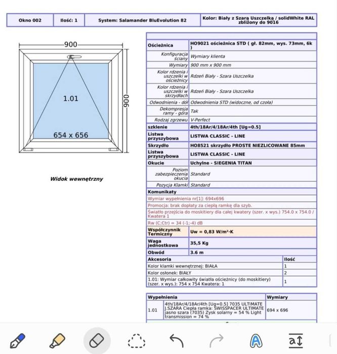 Nowe Okno 900mm x 900mm