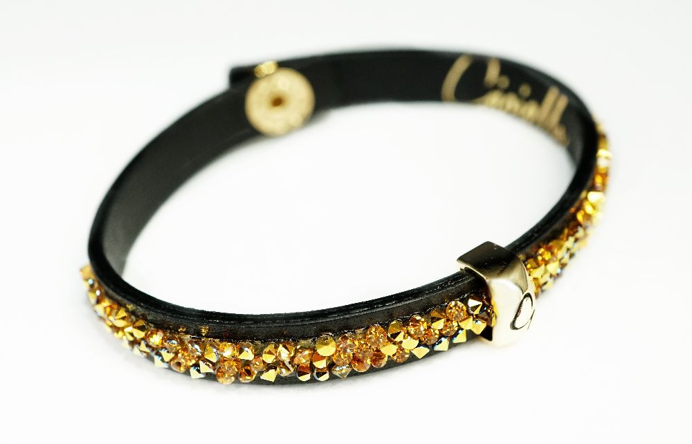Bransoleta bransoletka ze skóry naturalnej kryształy Swarovski