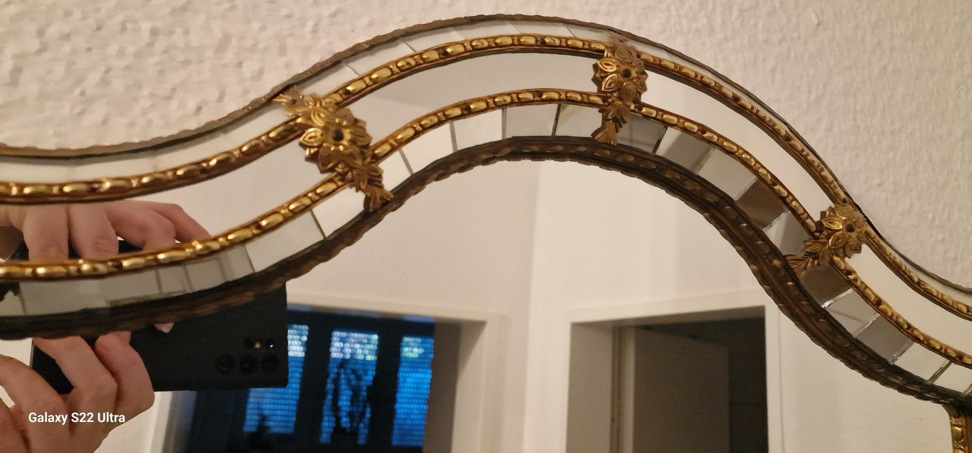 Lustro krysztalowe z konsolą Weneckie - vintage ozdabiane
