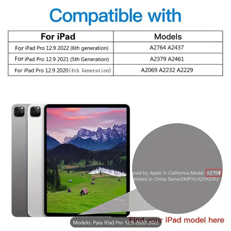Capa silicone transparente capa para iPad Pro 12.9 (2020 a 2022)
