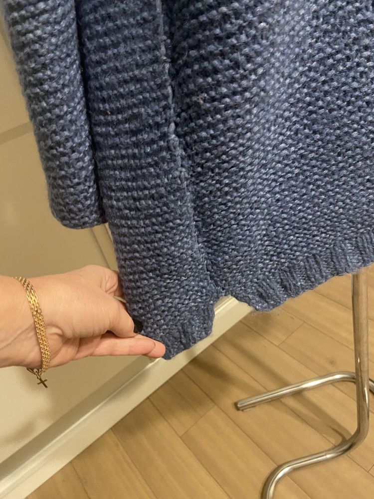 Sweter recznie robiony na drutach r.M/L 100 % handmade % welna merino
