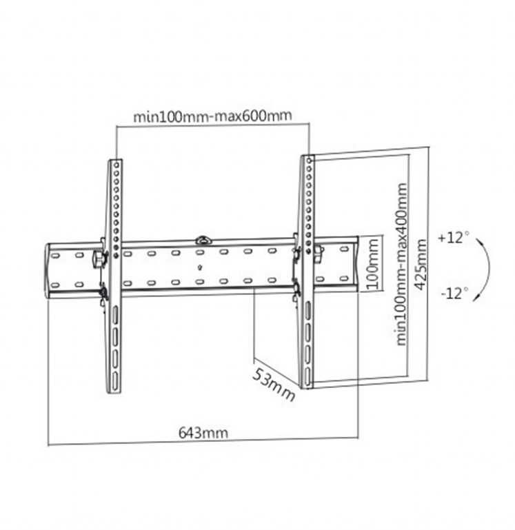 Suporte de parede inclinável para TV de 37 a 70", até 40Kg peso, NOVO