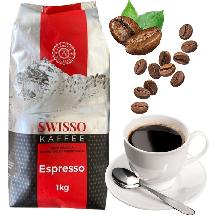 1KG Kawa ziarnista SWISSO ESPRESSO 1000G Arabica Mieszana Oryginalna