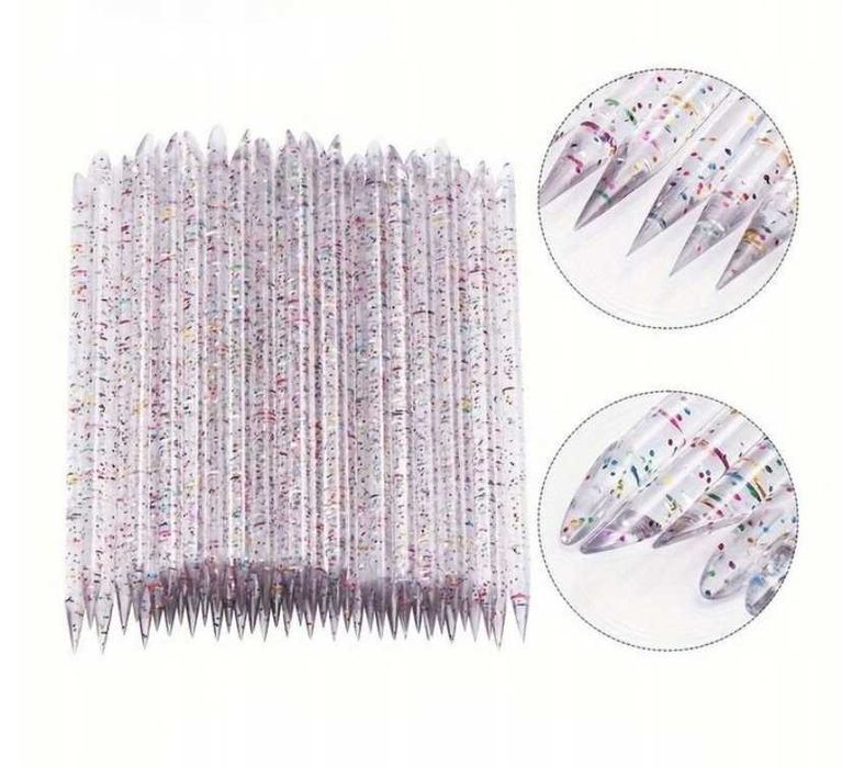 Patyczki Do Skórek Manicure Pedicure Wielorazowe Plastikowe Brokat