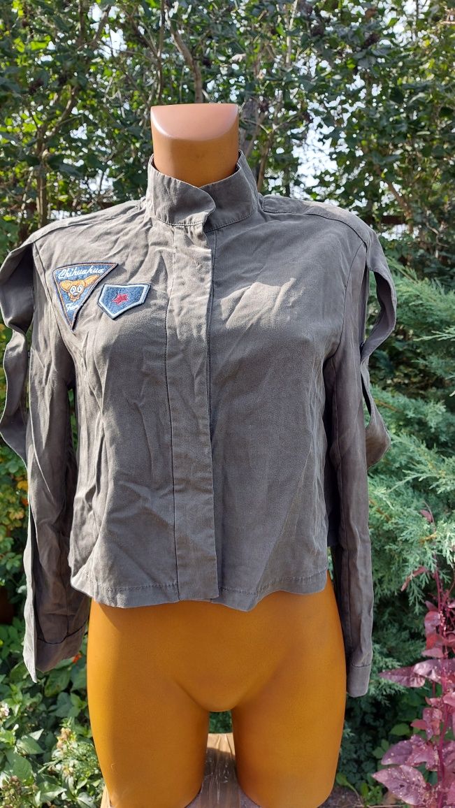 kurtka damska khaki naszywki rozmiar S firma ZARA