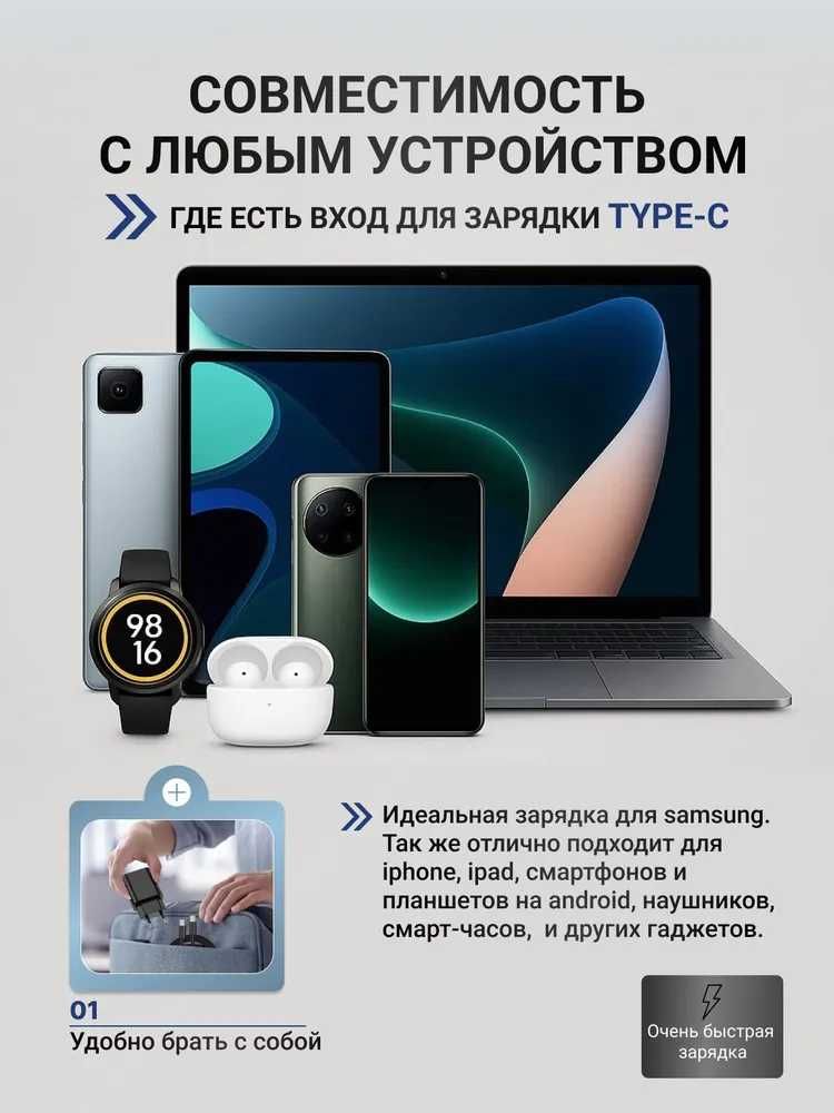 Быстрая зарядка Samsung 65w 3 порта USB-C USB-A Швидка зарядка самсунг