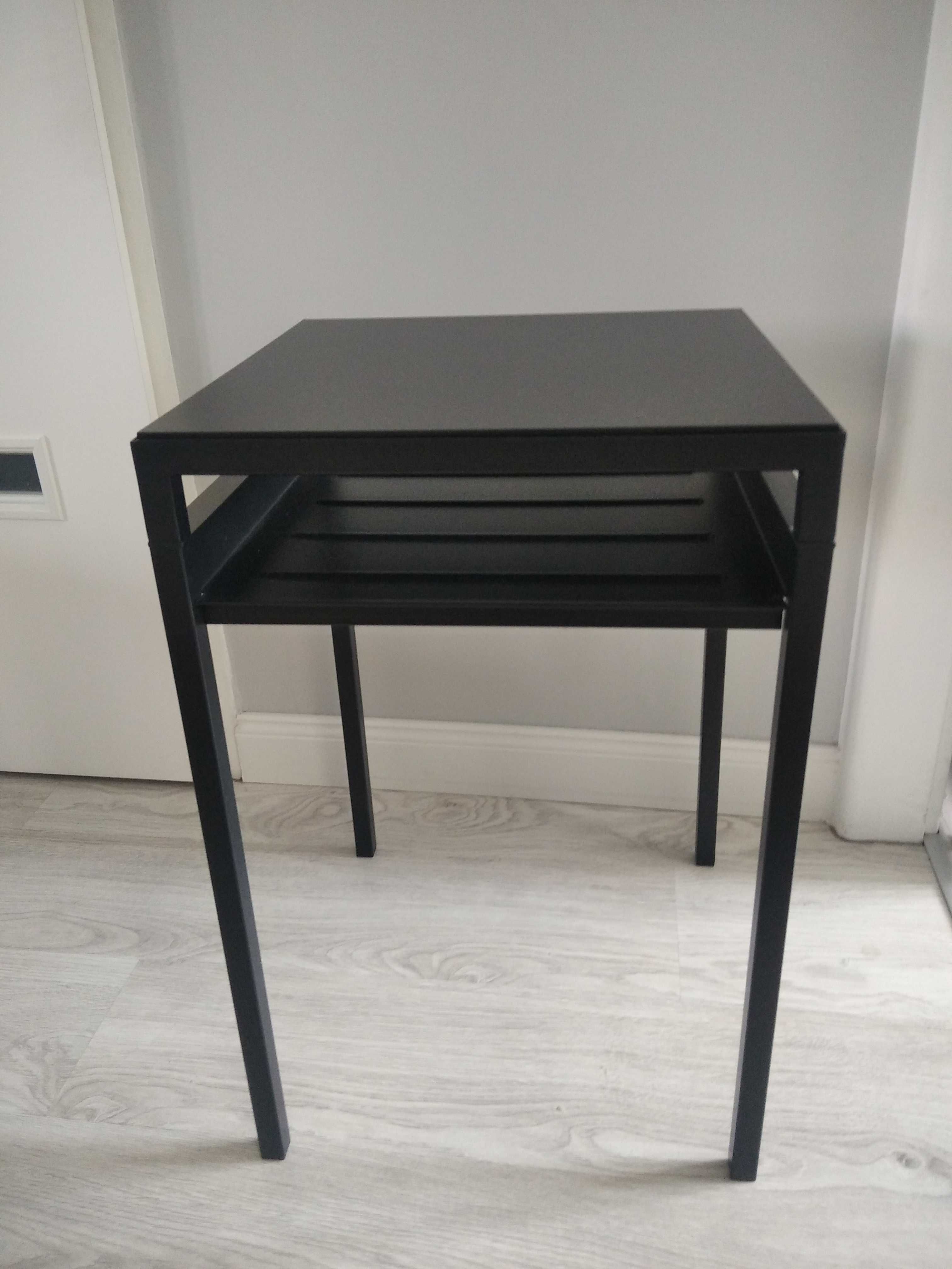 Ikea stolik metalowy czarny, dwukolorowy blat