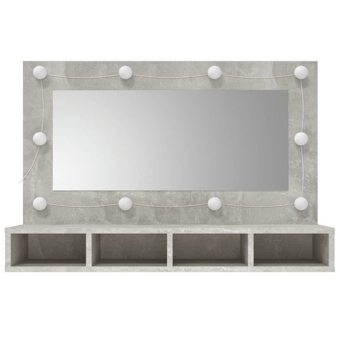 vidaXL Szafka z lustrem i oświetleniem LED, szary beton, 90x31,5x62 cm