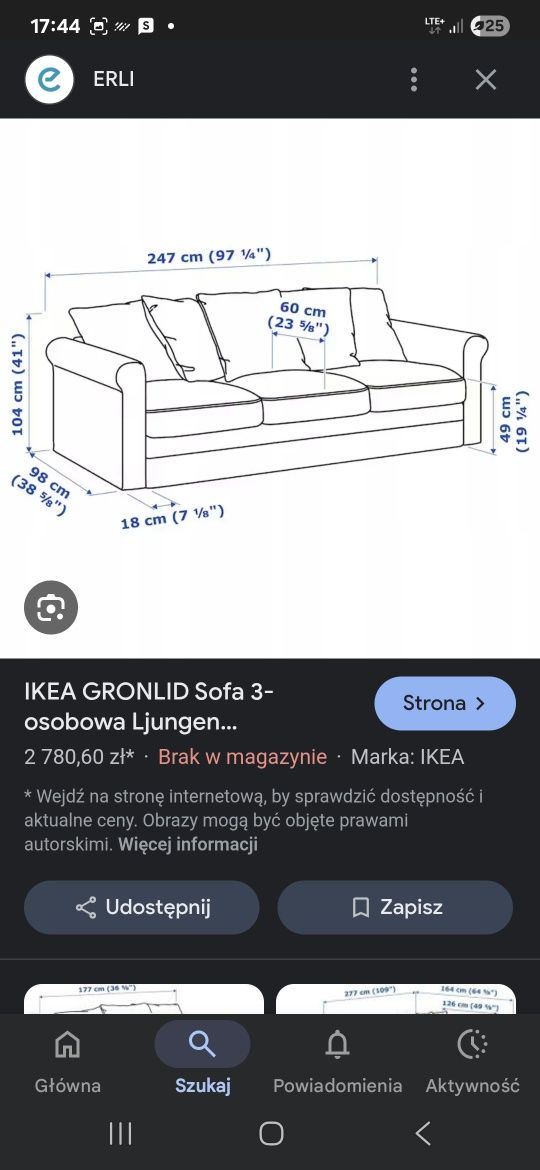 Sofa ikea gronlid 3 osobowa