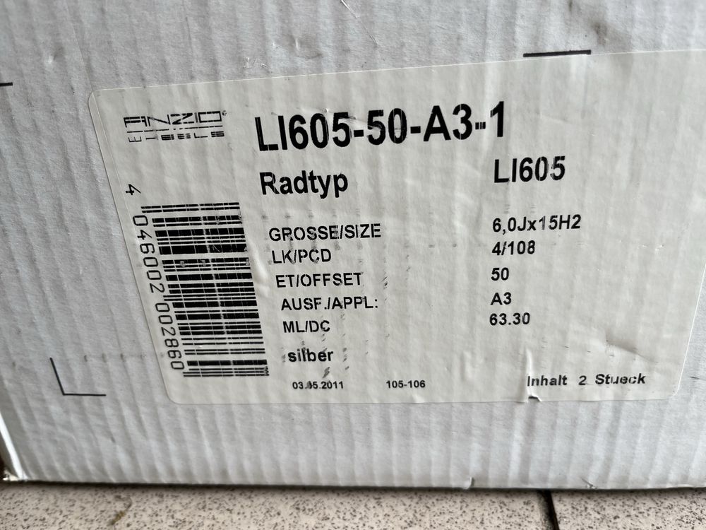 Felgi Anzio G5 6x15" 4x108. Ford-Ka, Escort, Focus.
