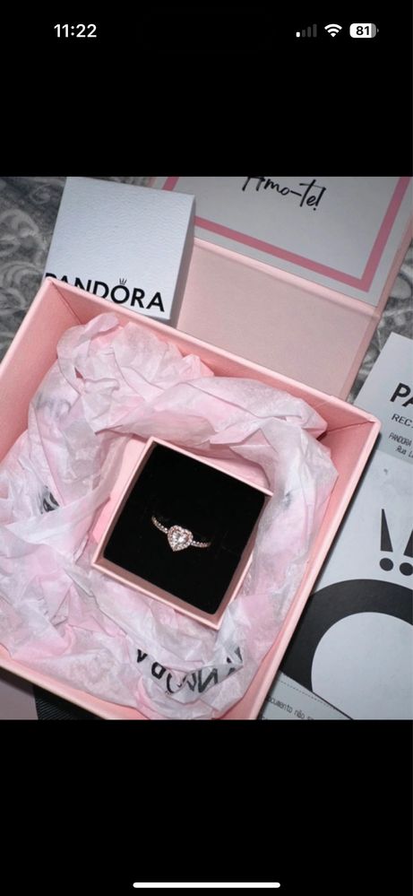 Anel Pandora Coração Brilhante – Novo, com Caixa e Talão de Oferta