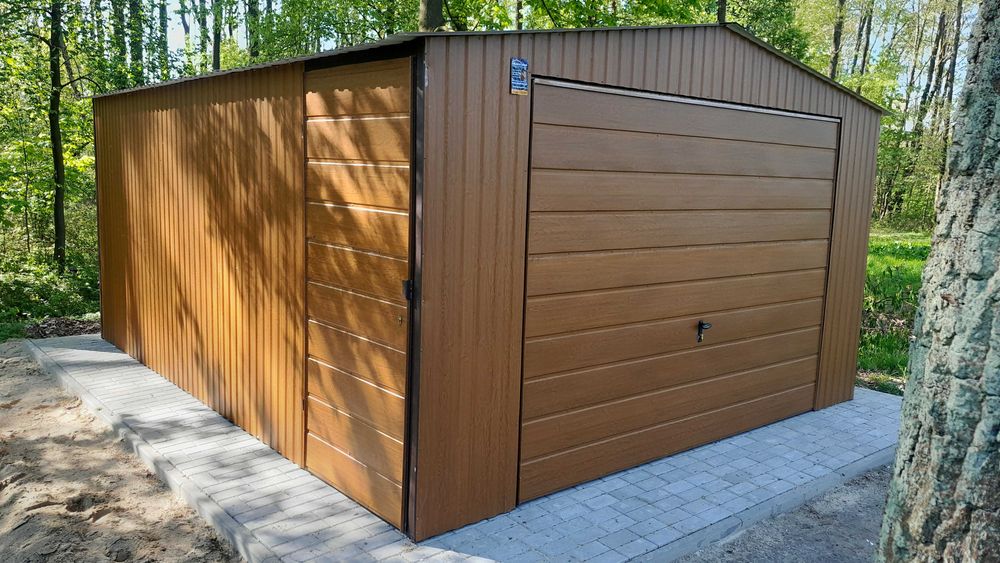 garaż blaszany 4x5 złoty dąb