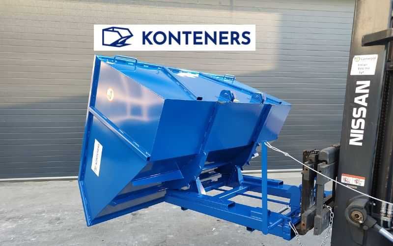 Kontener przechylny samowyładowczy koleba na złom, odpady 2m3 na widły