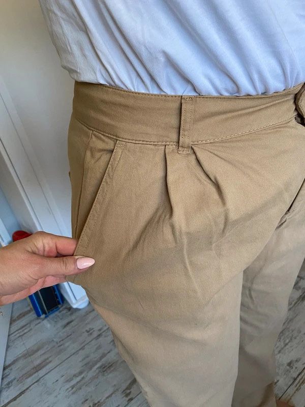 MNG mango spodnie chinos baggy wysoki stan kamel