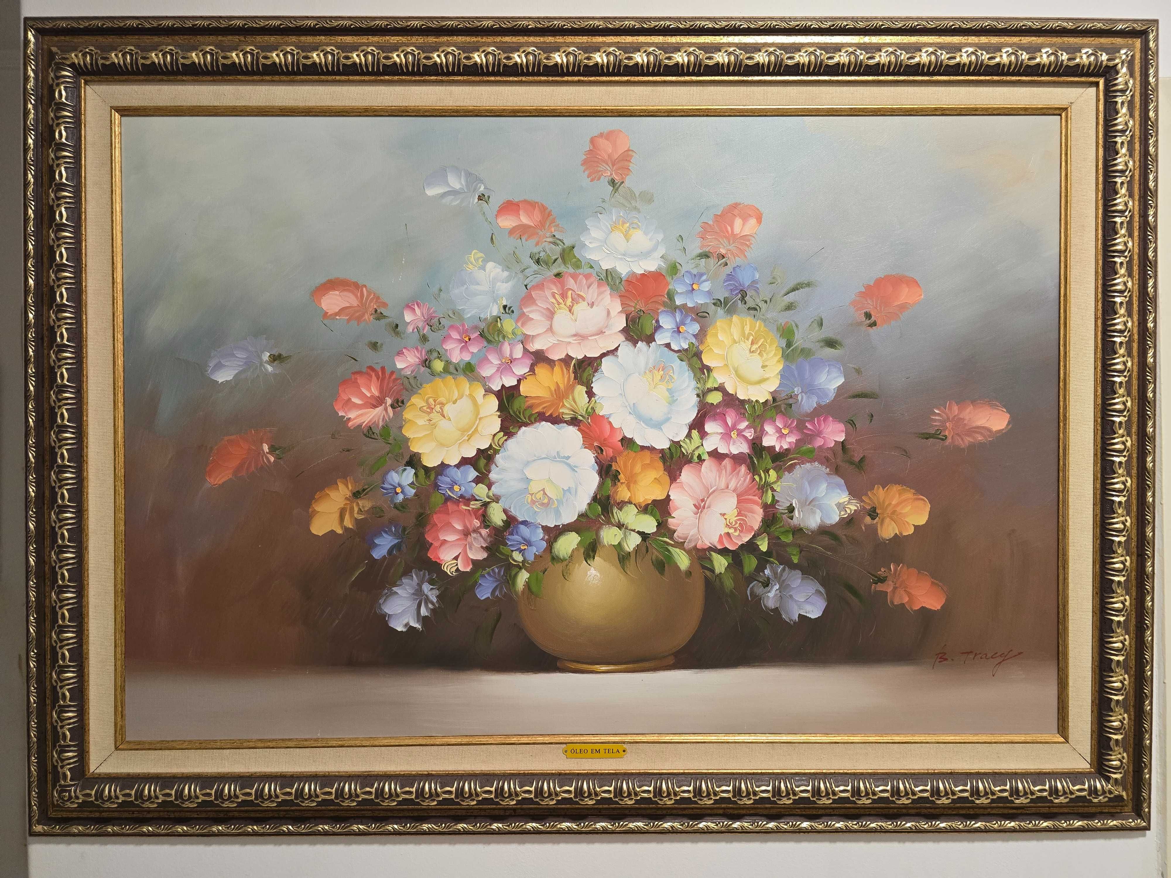 Quadro a óleo com Moldura dourada Flores pintado pela B. Tracy