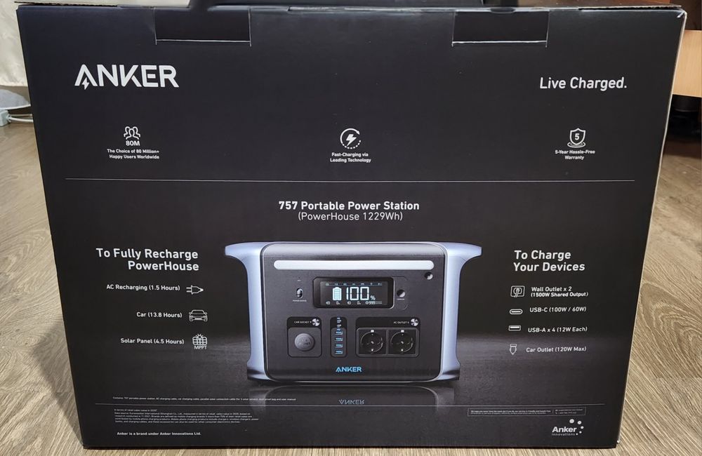 Зарядна станція Anker PowerHouse 757 / 1500 Вт / 1229 Вт⋅год / LiFePO4