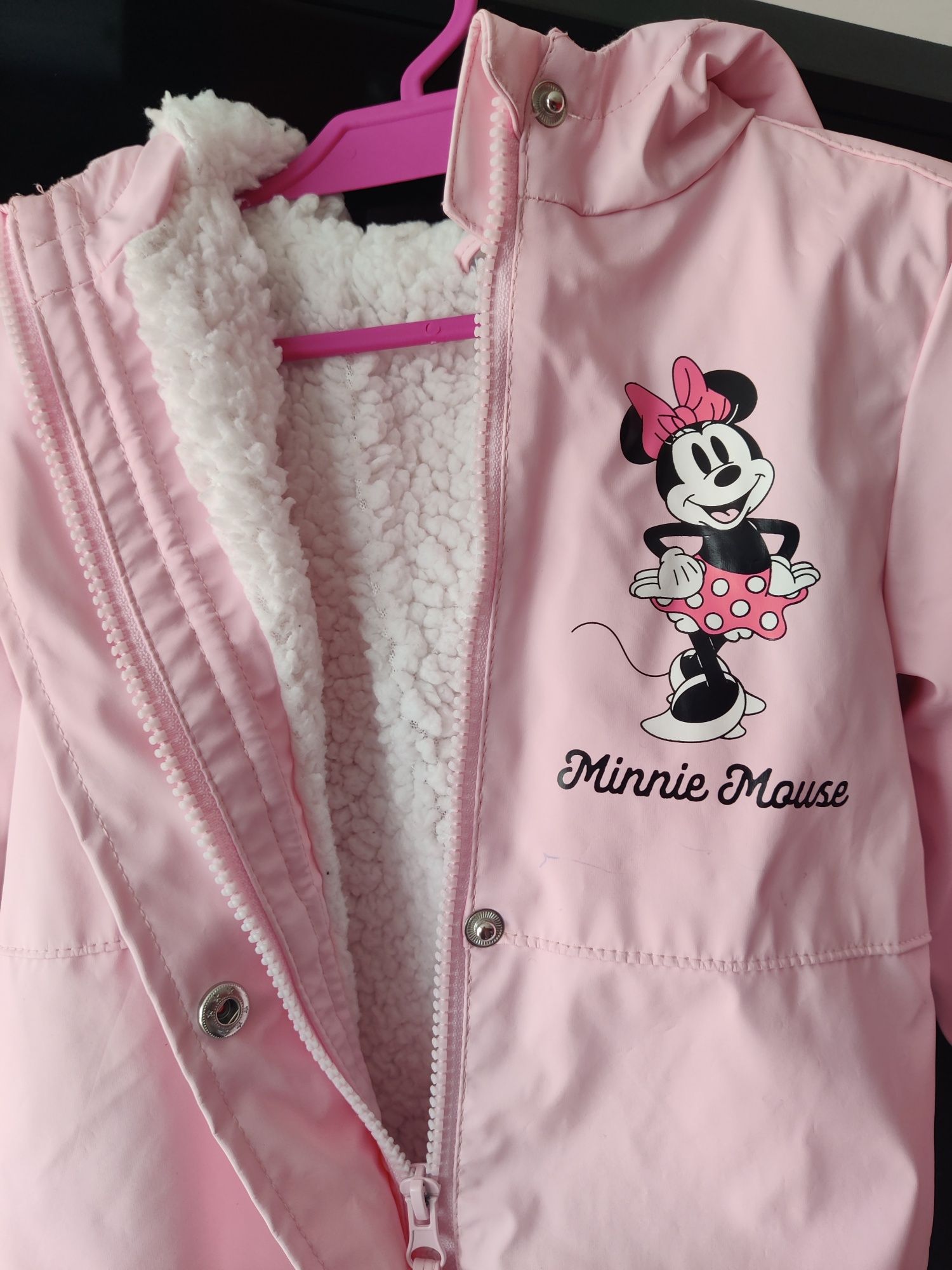 Kurtka jesienna przeciwdeszczowa Disney Myszka Minnie 98 ocieplana róż