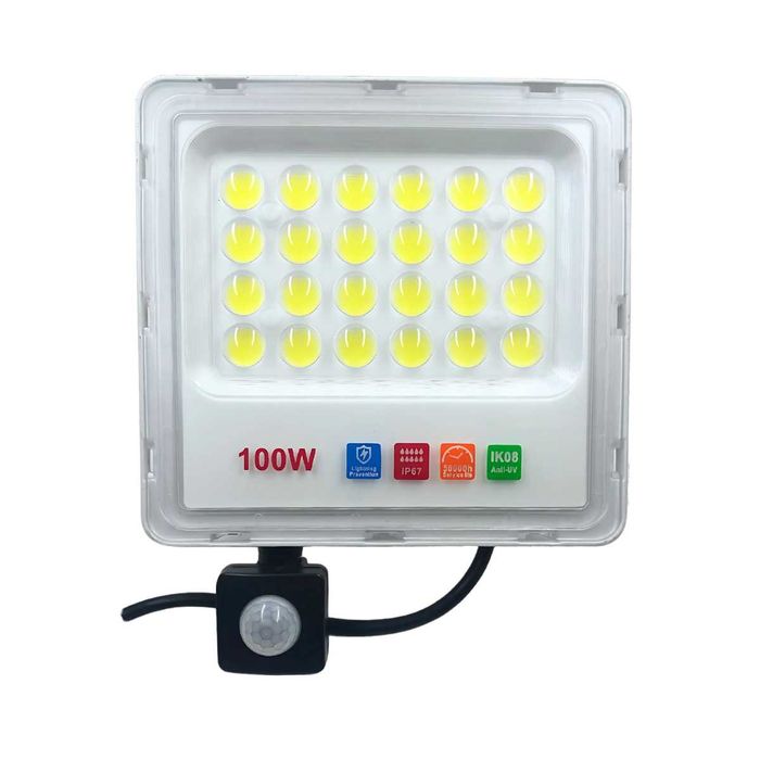 Lampa z czujnikiem ruchu, zmierzchu LED COB 100W, do 8000LM, 230V