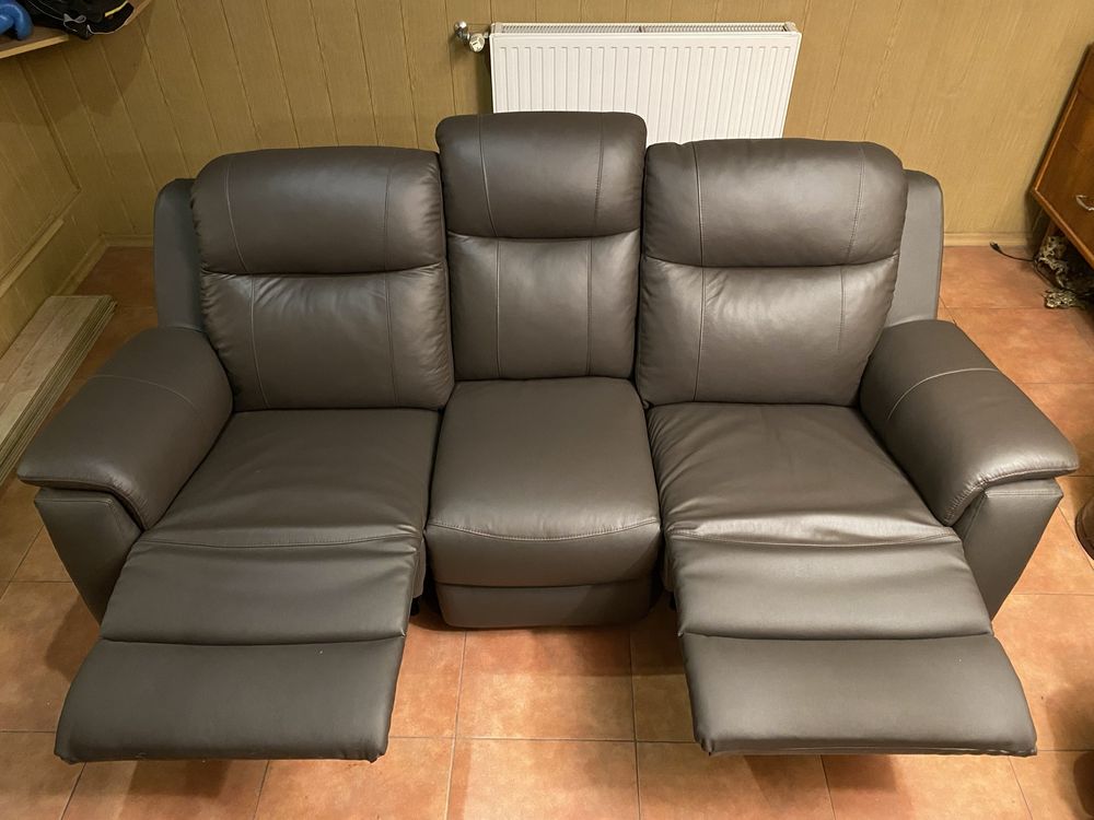 Kanapa skórzana Vente Unique Evasion z funkcją relax-czekoladowy brąz