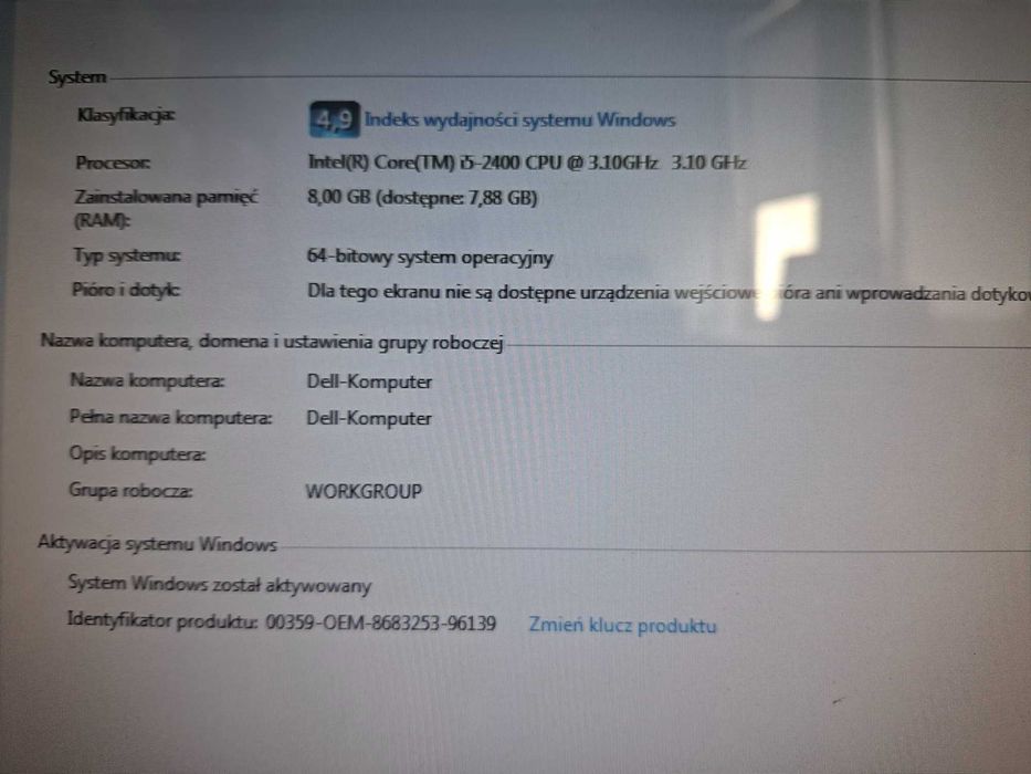 Komputer Dell Optiplex 790 i5 2400 8GB RAM 320GB HDD Win7 org