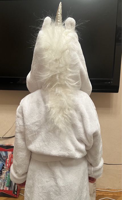 Махровый халат единорог детский