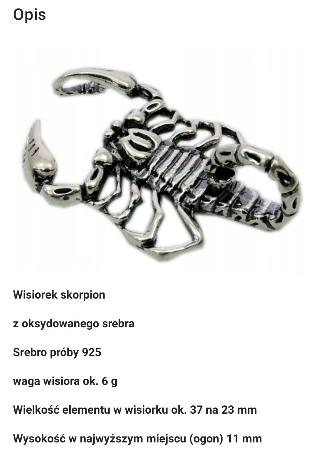 Wisiorek srebrny skorpion