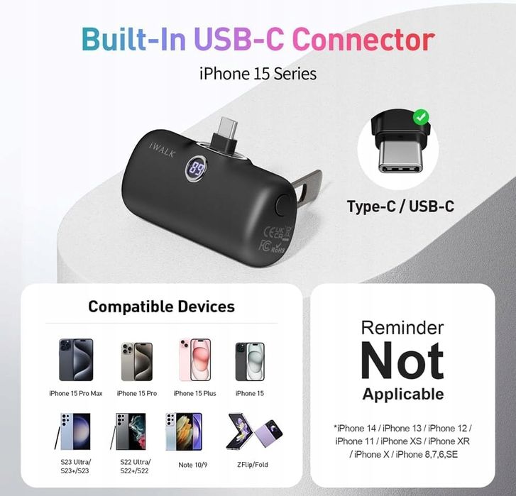 IWALK Powerbank 5000mAh USB-C 20W Szybkie Ładowanie