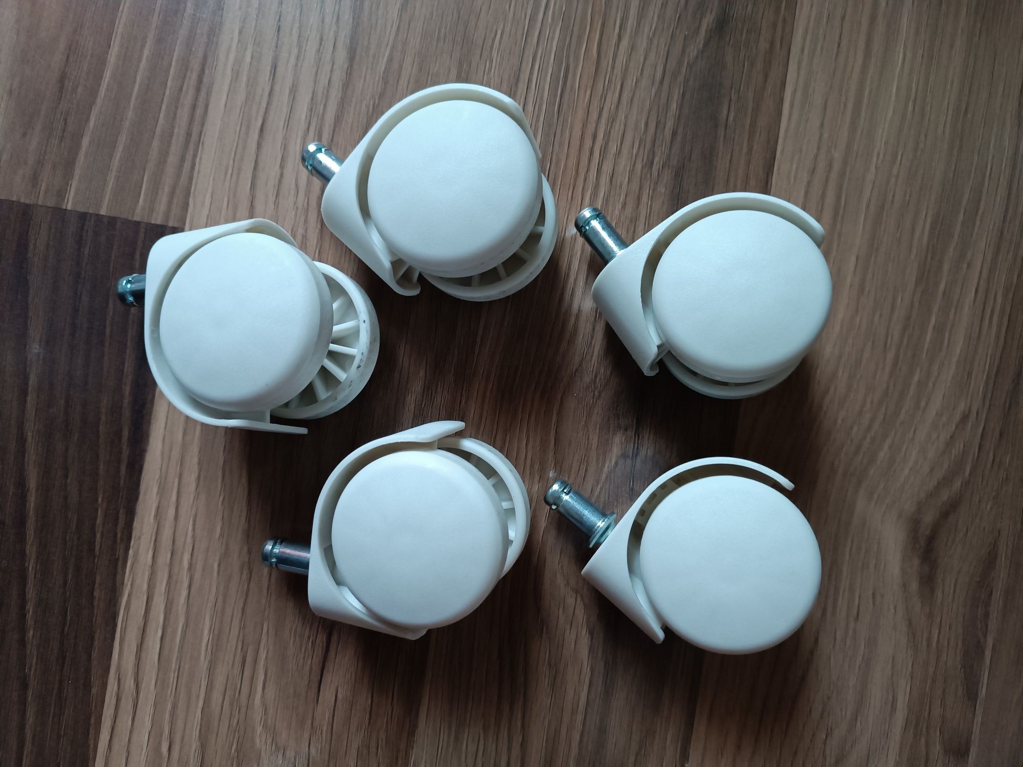 Kółka do fotela obrotowego Ikea białe z blokadą oryginalne 50 mm fi.10