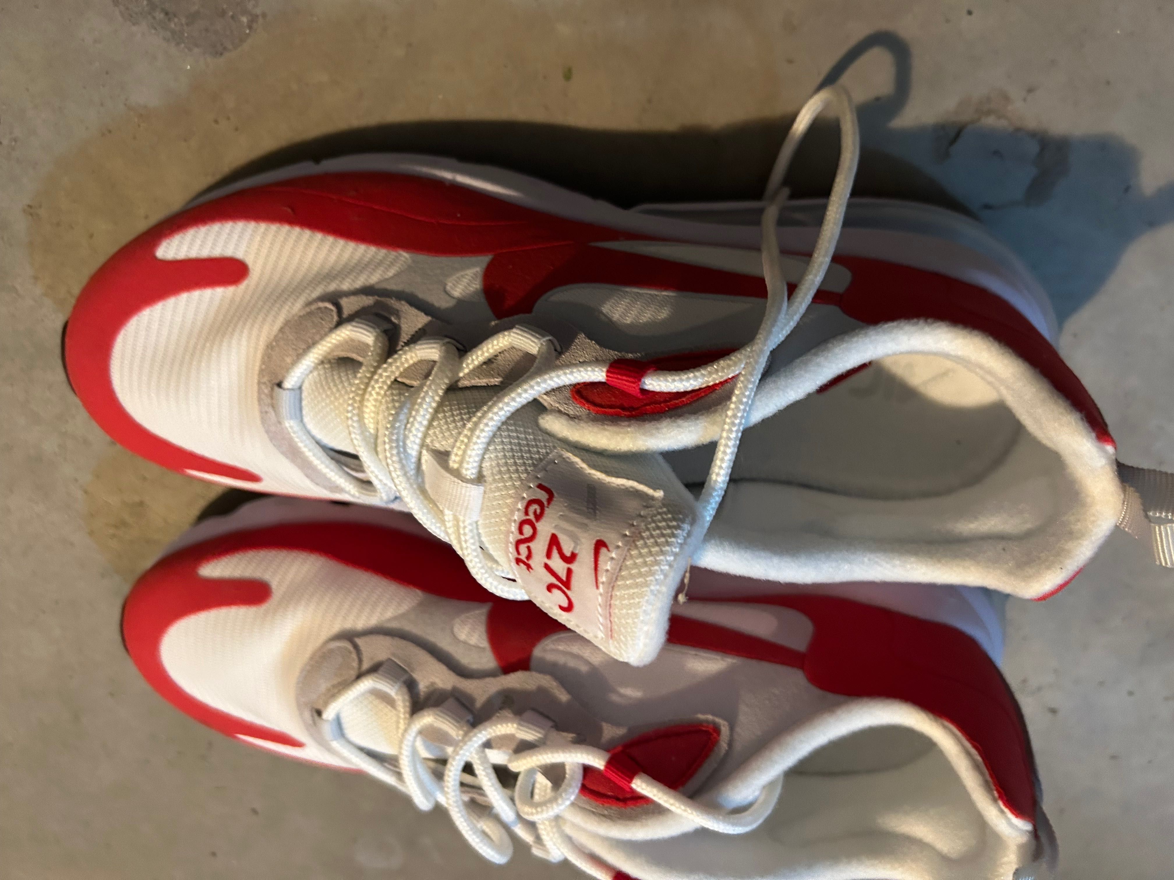 Nike Air Max 270 React, white red - nowe, 44, oryginalne