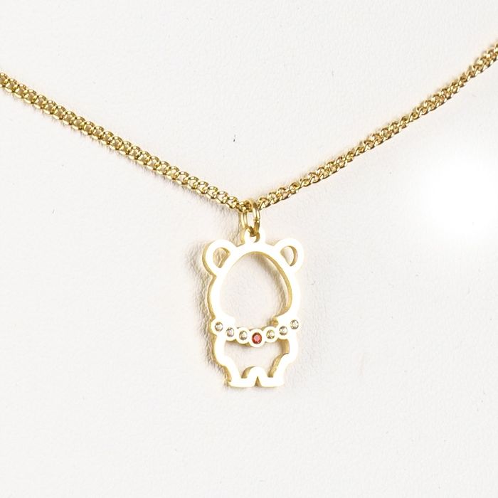 Łańcuszek Celebrytka Miś Cyrkonie Czerwone 00250