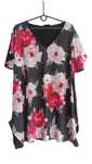 Bluzka, tunika, plus size, asymetryczna, dekolt, 50/52/54/56 kwiaty