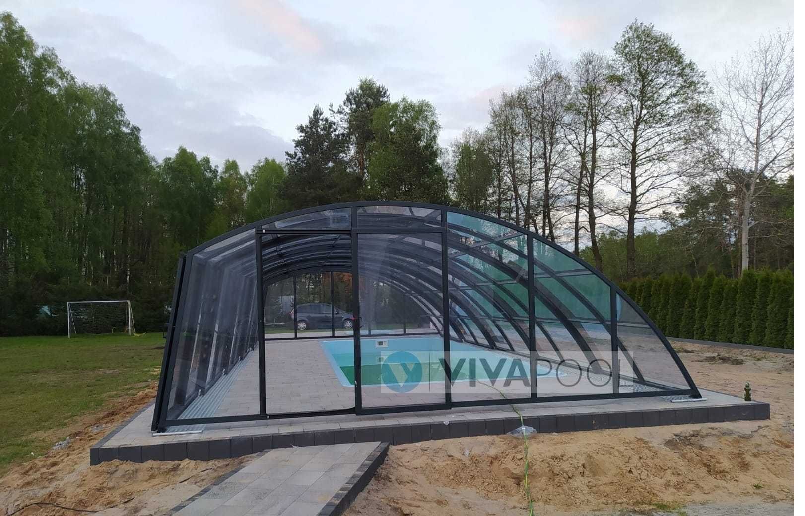 Wysokie zadaszenie na basen OPTIMA I 12,70 x 5,20 x 2,40 antracyt