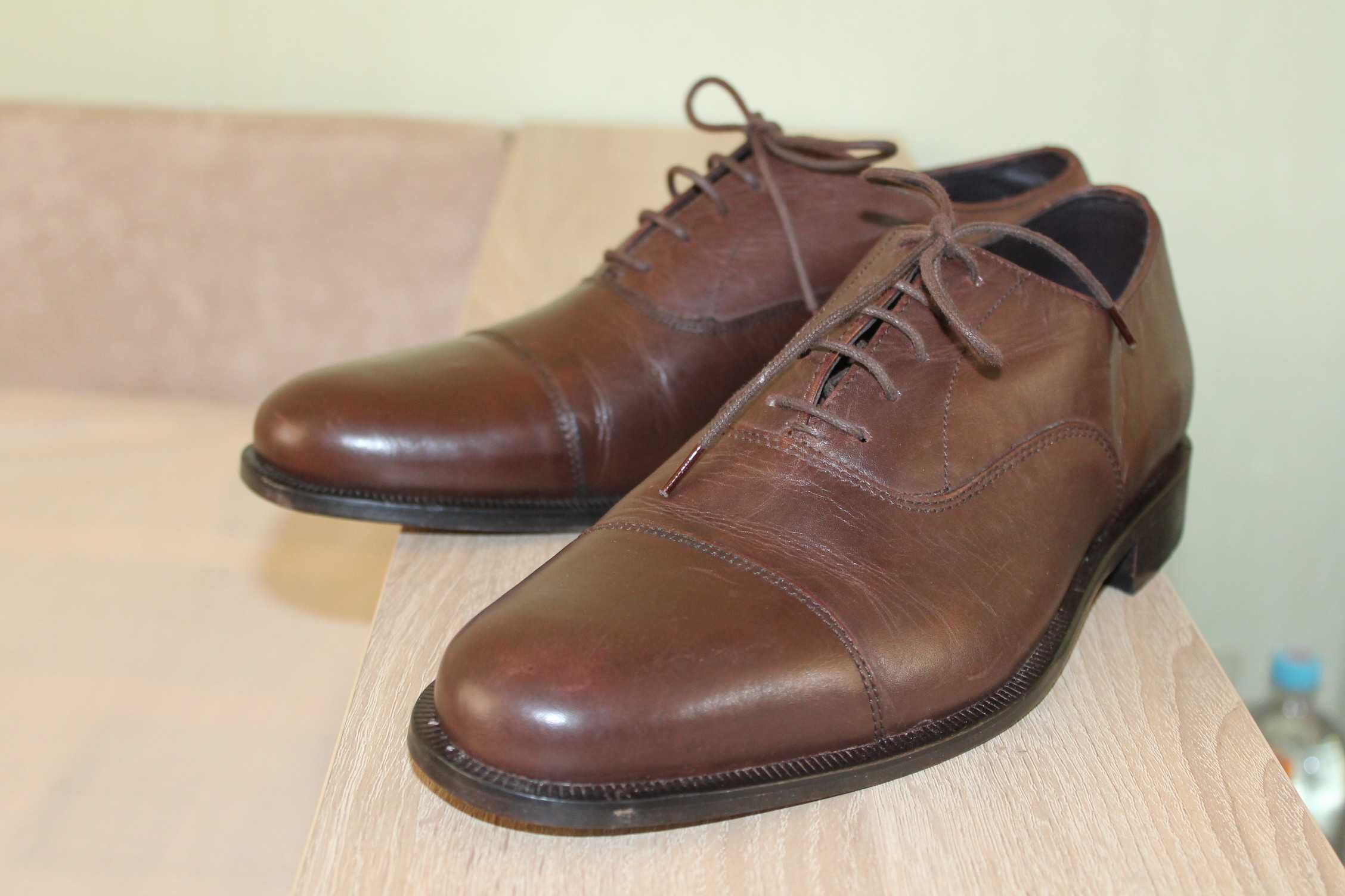 Мужские кожаные туфли оксфорды Marks&spencer.Размер 42..5-43.