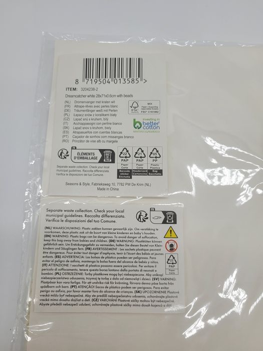 Łapacz snów Kremowy Kolor Koraliki Dekoracja Ozdoba Makrama Ścienna