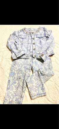 Костюм(пиджак и штаны)детский для девочки джинс на рост 104-110 б/у.