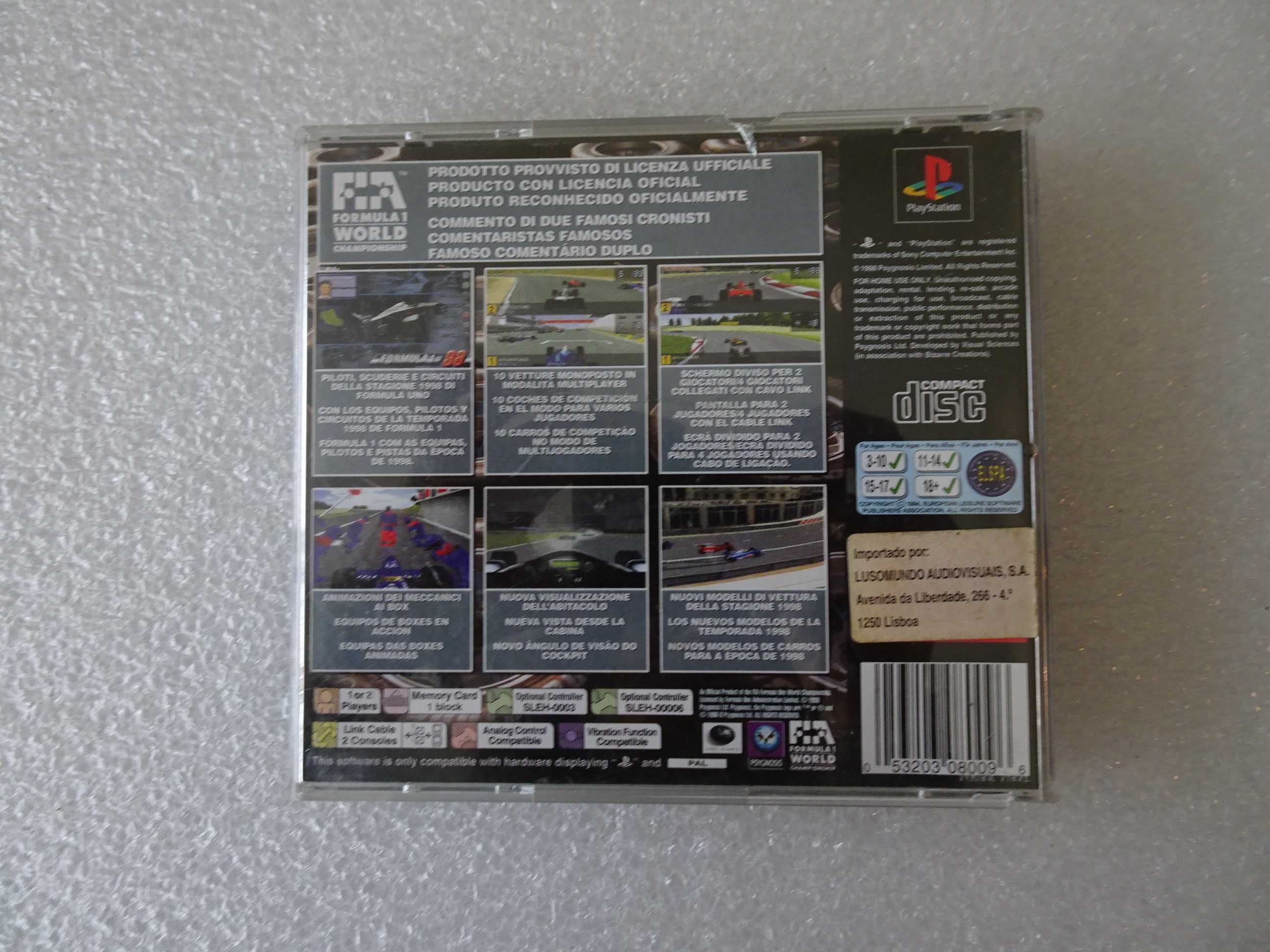 Jogo Playstation 1 - PS1 Fórmula 1 98 - Officially Licensed Game