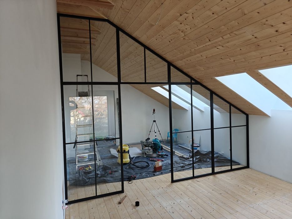 Ścianki loftowe metal + szkło na wymiar