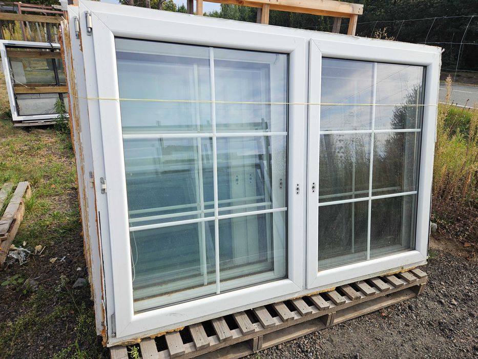 OKNA Plastikowe PCV Dwuskrzydłowe 207x144cm 3 sztuki białe szprosy