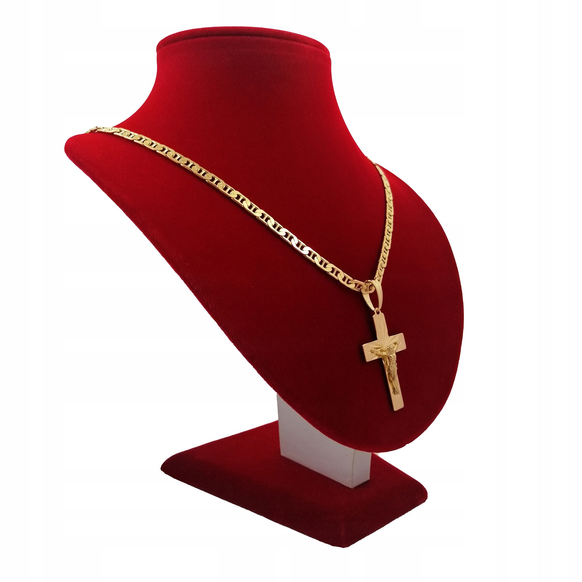 Złoty Łańcuszek Gucci+zawieszka Krzyż Męski Naszyjnik Z Krzyżykiem 925