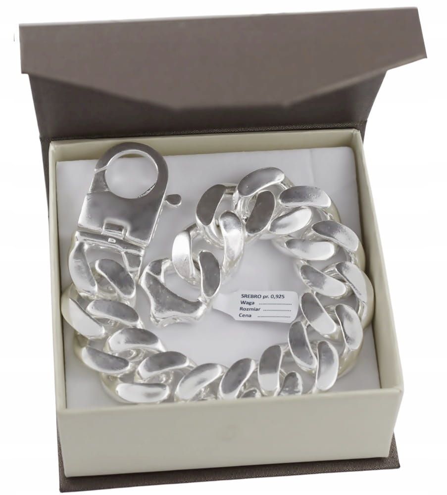 Srebrna Bransoletka Gruba Pancerka 2,20 cm pr 925 Grawer Gratis