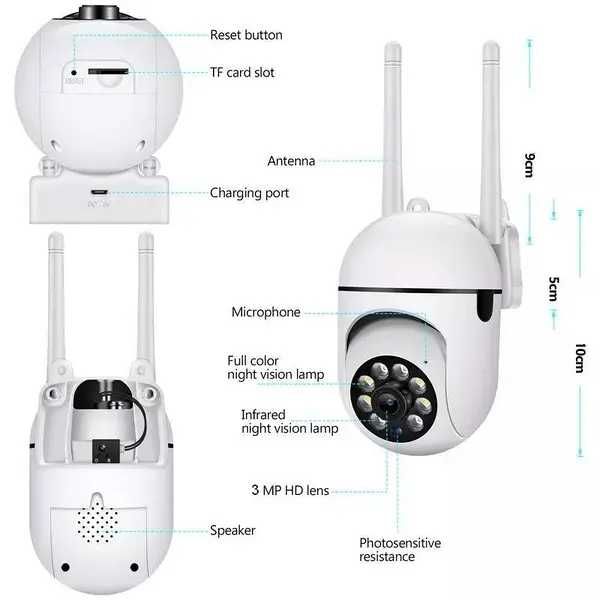 2,4/5G Беспроводная камера наблюдения поворотная, 1080P, Wi-Fi