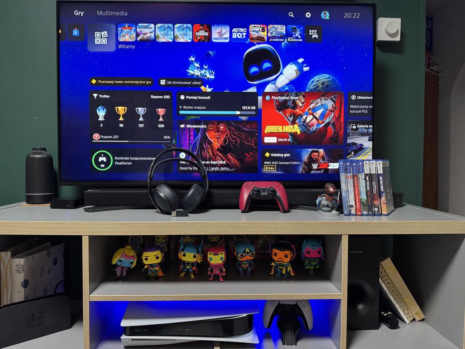Ps5 Zestaw Playstation 5 + 2 pady + ładowarka + pulse 3D camo + gry