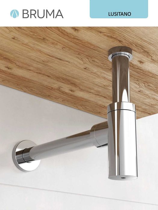 Sifão Lavatório, Latão Cromado - BRUMA Lusitano - NOVO