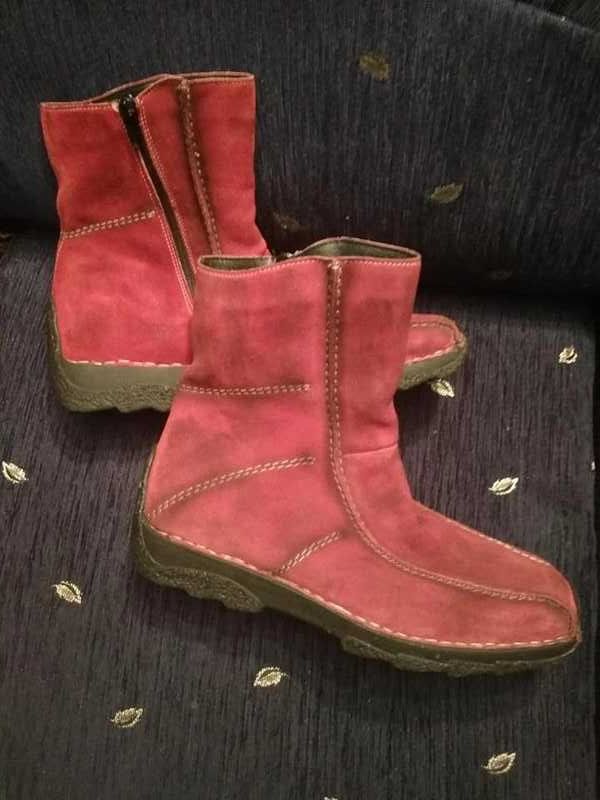 Buty zimowe r. 40 bordowe czerwone kozaki Rieker