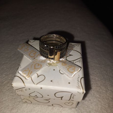 Двойное кольцо серебро с позолотой