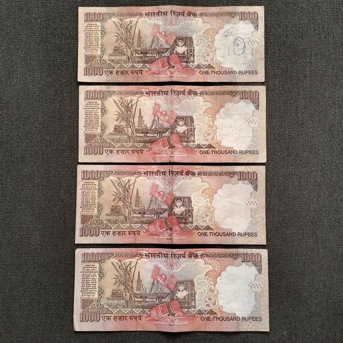 Notas de 1000 rupias da India