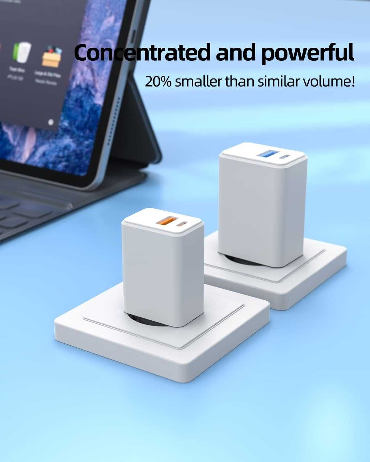 DEXPT ładowarka sieciowa 2 portowa USB USB-C 30W + KABEL 1.8 M BIAŁA