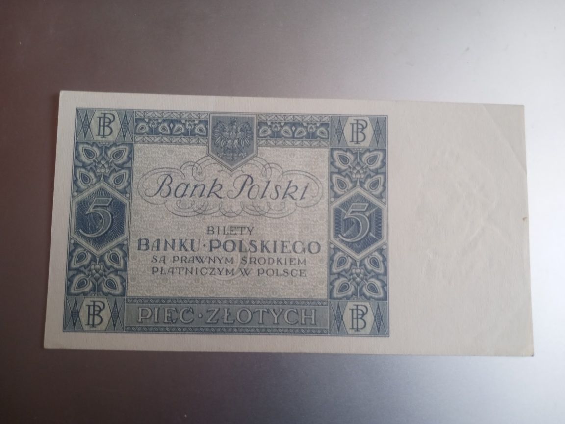 Banknot 1930 . 5 zł.